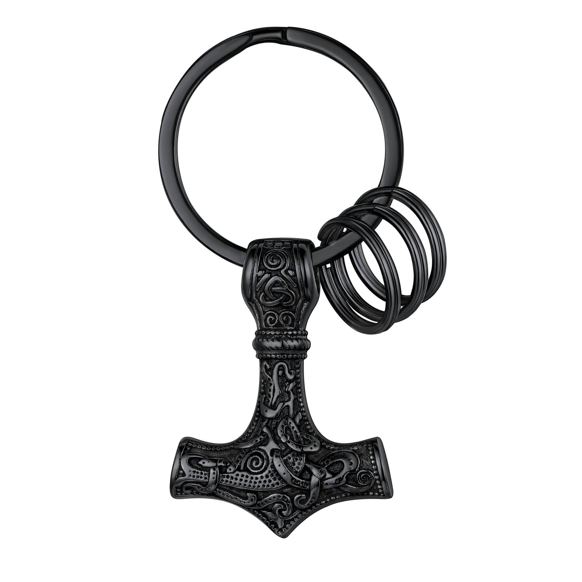 FaithHeart schwarz Keltischer Knot Schlüsselanhänger Herren Männer Thors Hammer Keychain mit Geschenkebox für Ehemann Freunden von FaithHeart