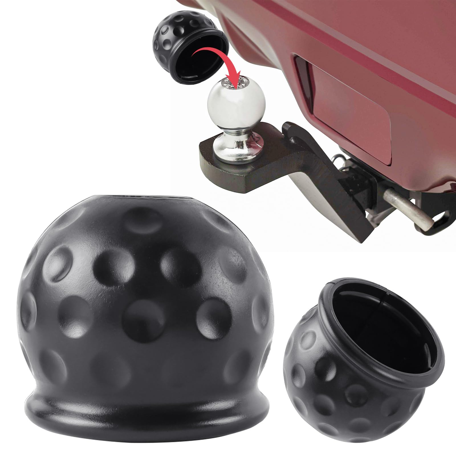 Famini 2 Stück Anhängerkupplung Abdeckung,Universaler Anhängerkupplungsball Schutz aus Gummi in Schwarz,50mm,für Wohnwagen, LKW und Trailer - Zubehör für jedes Auto von Famini