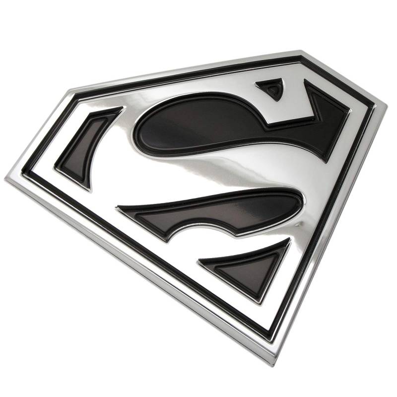 Fan Embleme Superman Logo 3D Auto Emblem Schwarz/Chrom, DC Comics Automobil Aufkleber Aufkleber Flexes, um voll auf Autos, LKWs, Motorräder, Laptops, etc von Fan Emblems