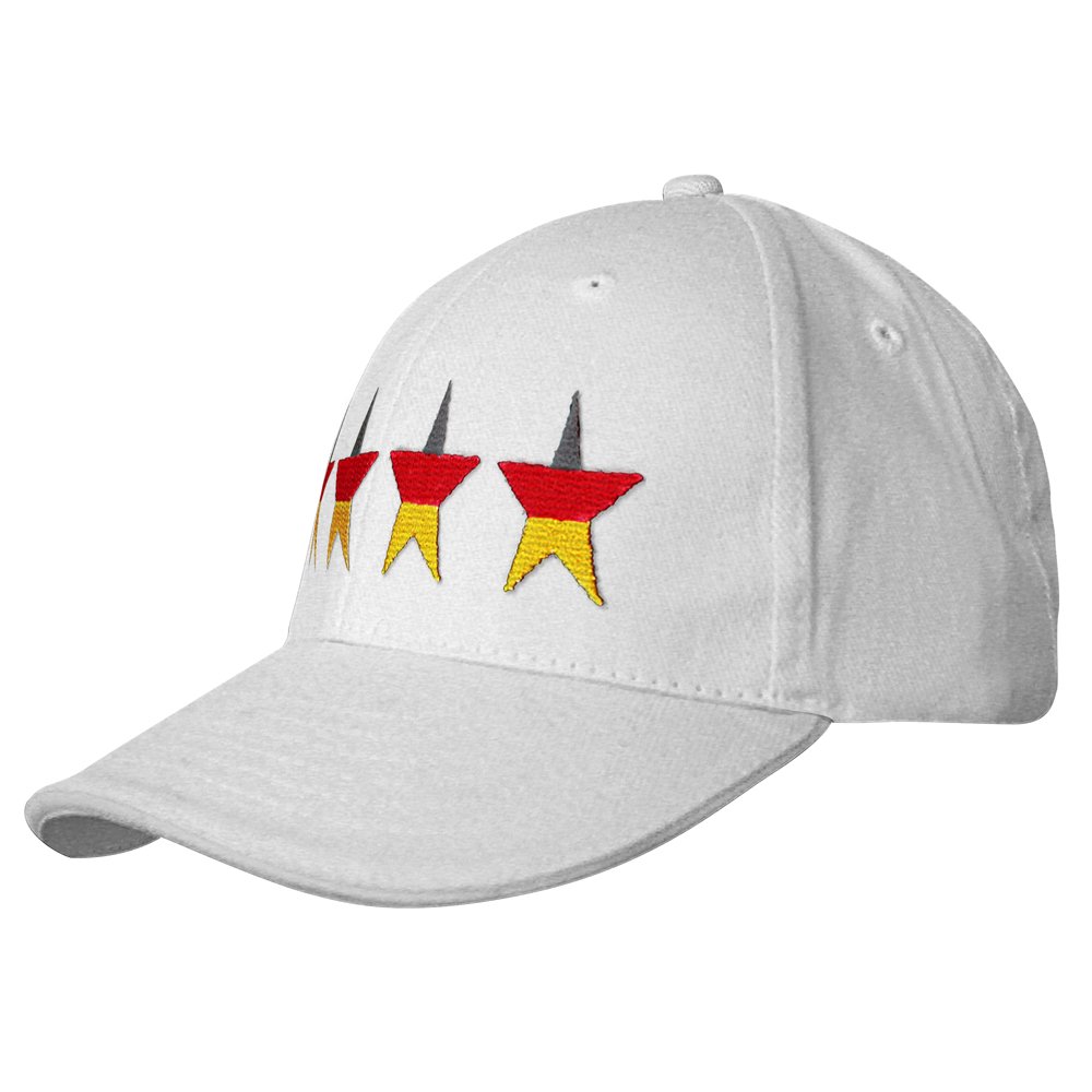 Fan-O-Menal Baseballcap mit Einstickung - 4-Sterne Deutschland Germany - 68179 Weiss von Fan-O-Menal