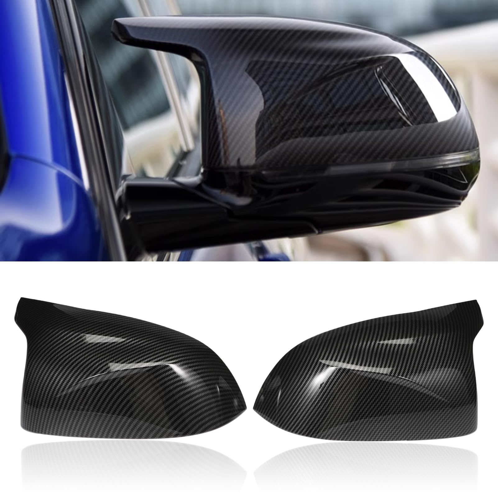 FanPaYY Auto Spiegelkappen 1 Paar Car Mirror Caps Seitenspiegel Abdeckungen Tür Außenspiegelkappe Rückspiegelkappe für B-MW X3 F25 X6 F16 X4 F26 X5 F15 2014-2018 - Kohlefaser von FanPaYY