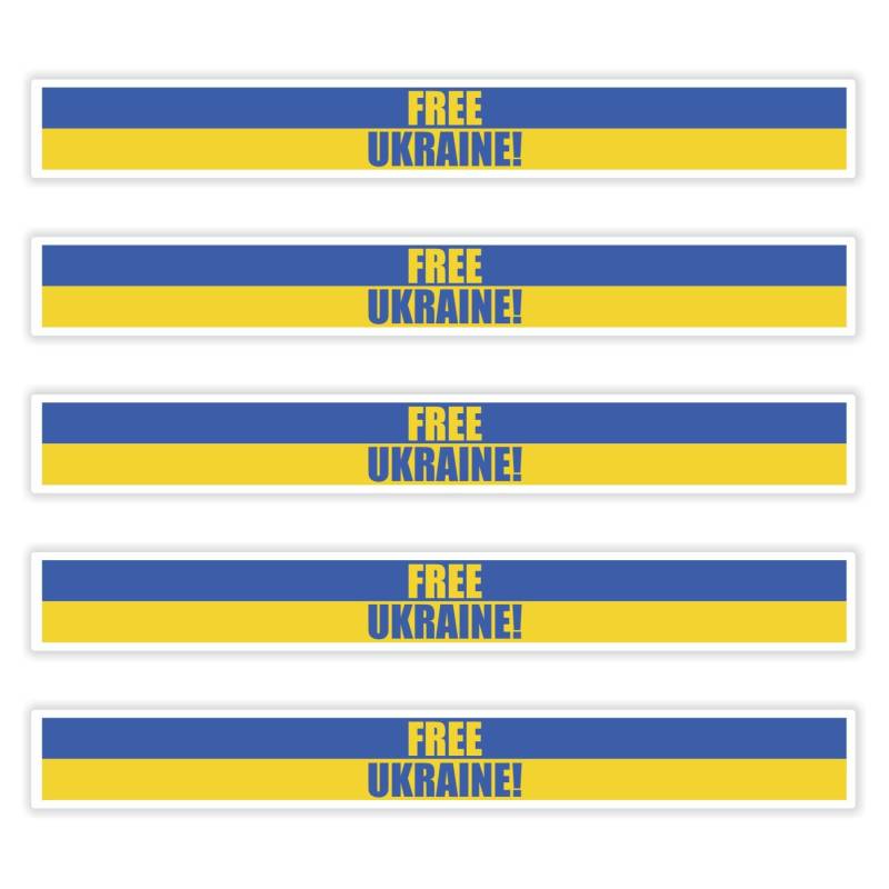 FanShirts4u 5 x Aufkleber Free Ukraine f. KFZ Auto Motorrad Boot Flagge Fahne UKRAJINA von FanShirts4u