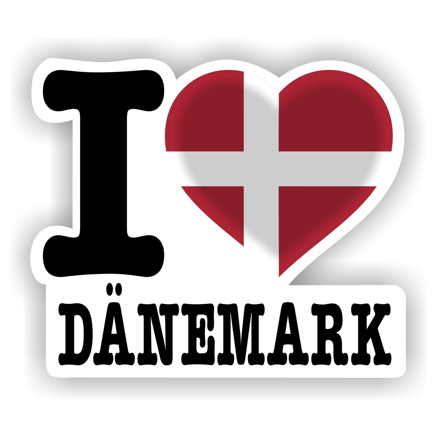 FanShirts4u - Aufkleber - I Love DÄNEMARK/Denmark/Danmark - Verschiedene Größen (DÄNEMARK, 7 x 8 cm) von FanShirts4u