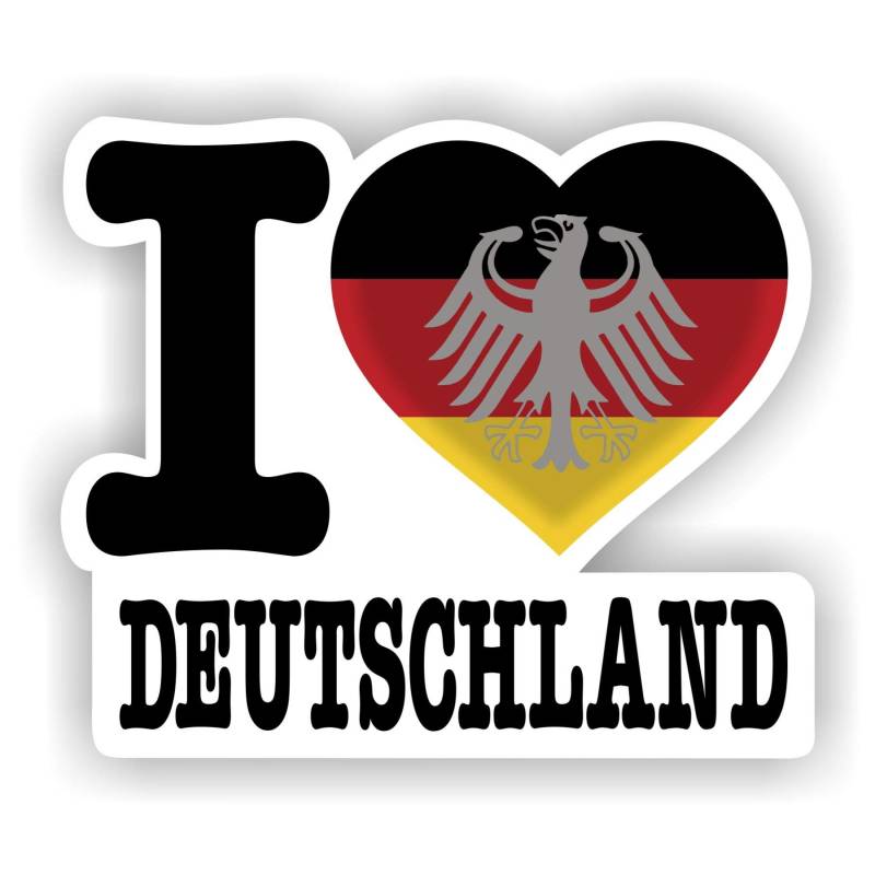 FanShirts4u - Aufkleber - I Love Deutschland/Germany - Bundesadler Verschiedene Größen (Deutschland, 10 x 12 cm) von FanShirts4u