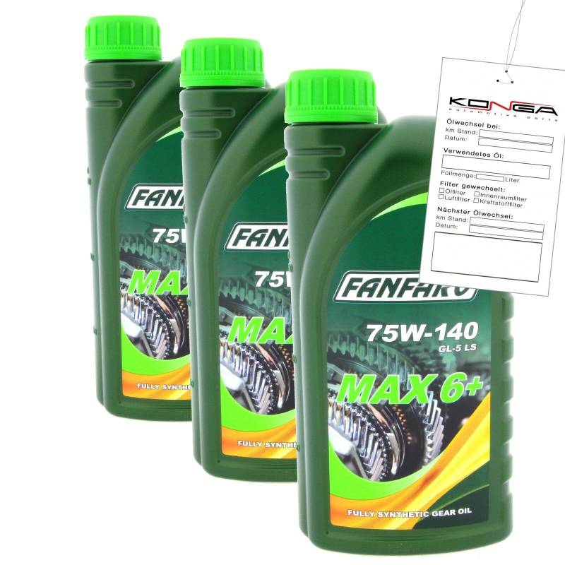 3 Liter FANFARO MAX 6+ 75W-140 GL-5 API GL5 LS Getriebeöl MIL-L-2105 D von FANFARO