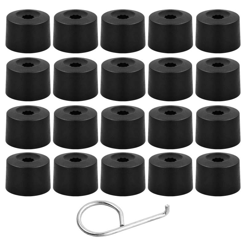 20 Pcs Reifen Mutter Kappen 17mm, Kunststoff Radschrauben Kappen Schwarz mit 1 Entfernung Werkzeug, Auto Radkappen Schraube Radmutterkappen Abdeckungen, Radbolzen Schutz Cover für Auto Universal von Fangehong