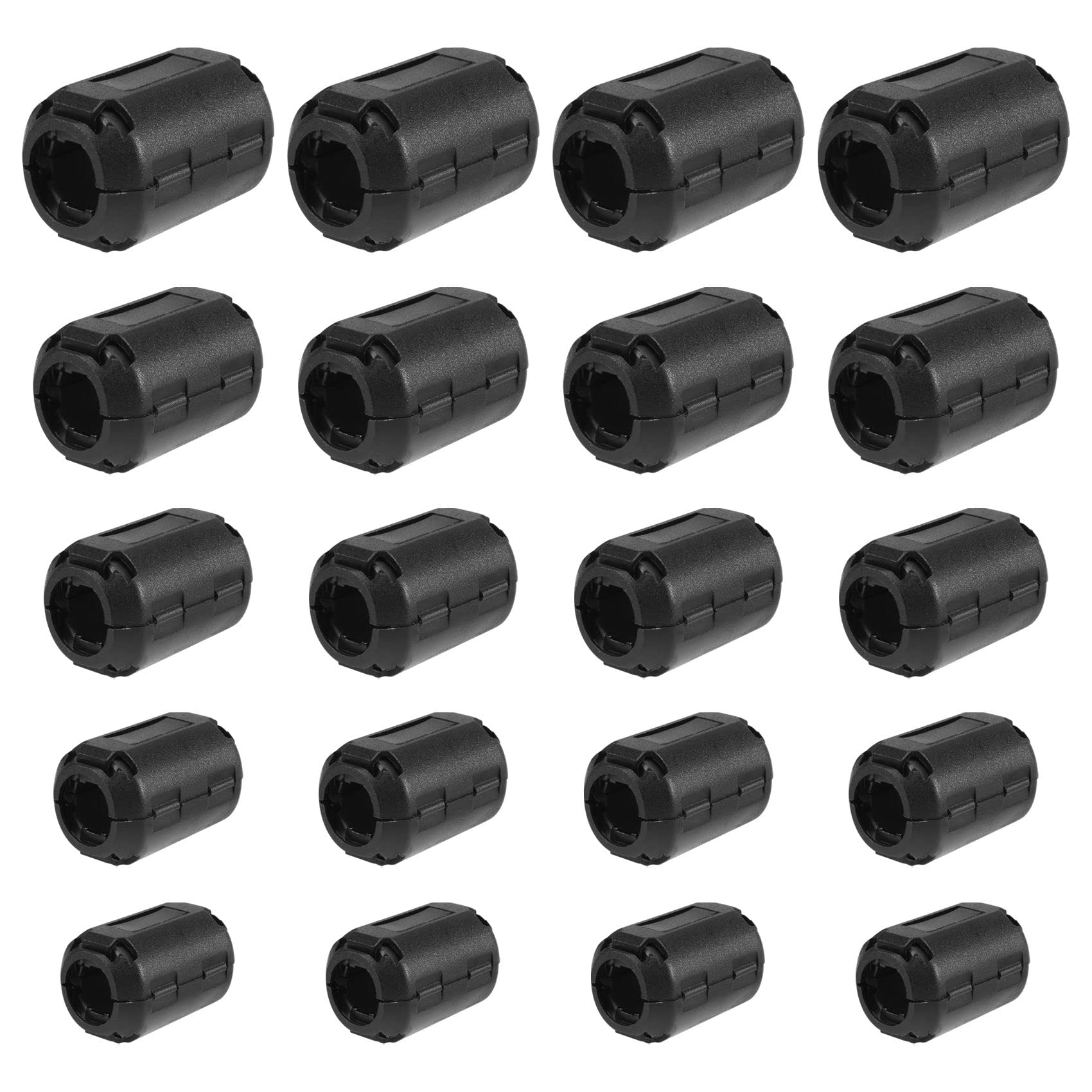 Fangxuee 20 Stuecke Klipp Ferrit Ringkern RFI Larm Suppressor Kabel Clip Fuer Kabel mit 3 mm / 5 mm / 7 mm / 9 mm / 13 mm Durchmesser Kabel, Schwarz von Fangxuee