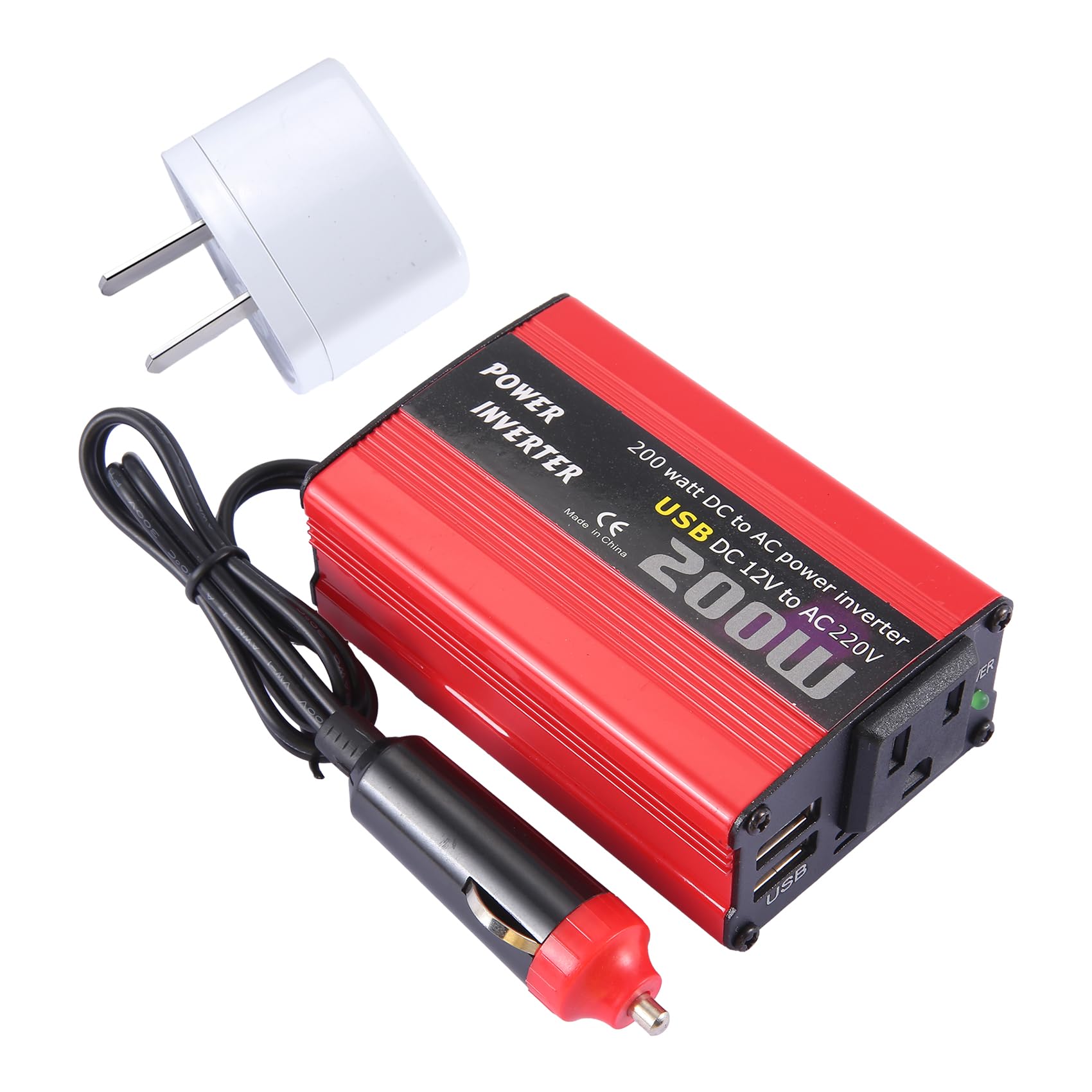 Fangxuee 200W Auto DC 12V zu AC 220V Konverter Dual USB LadegeräT Adapter Auto Power Booster - Rot von Fangxuee