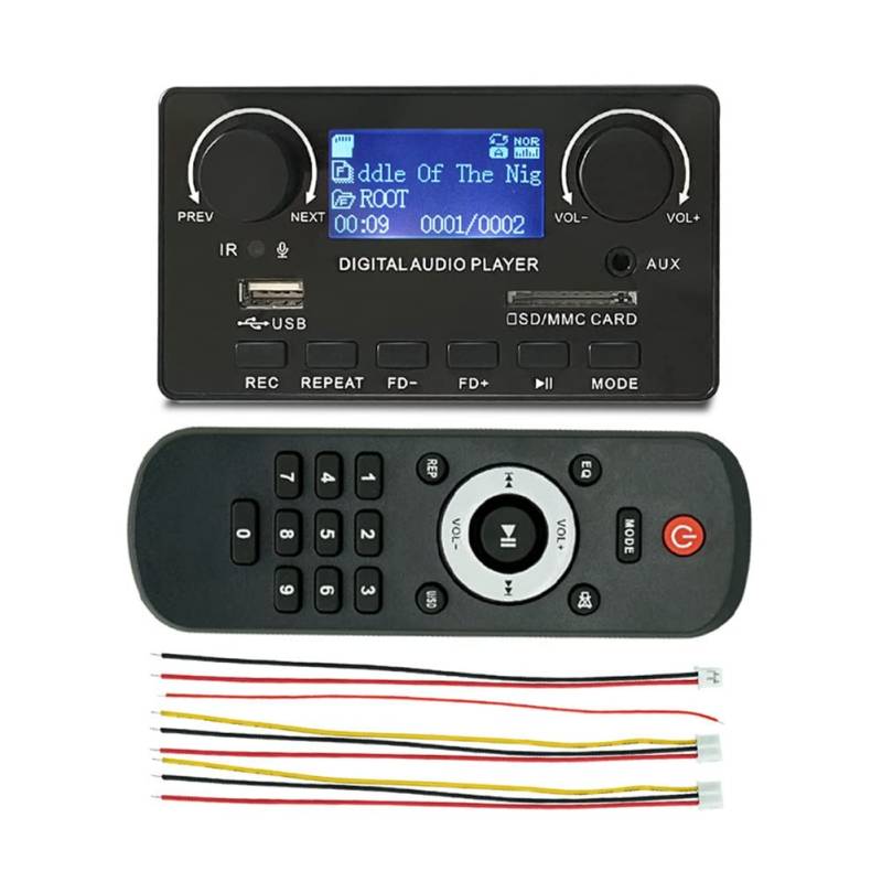 Fangxuee LCD-Display Bluetooth 5.0 MP3-Decoderplatine UnterstüTzt Freisprechaufnahme FM DC 12V MP3 WMA WAV APE FLAC Audioplayer von Fangxuee