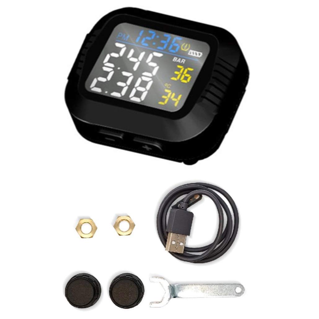 Fangxuee Wasserdichtes Motorrad Echtzeit ReifendrucküBerwachungssystem Externer Sensor Drahtloses LCD Bildschirm Motor TPMS von Fangxuee