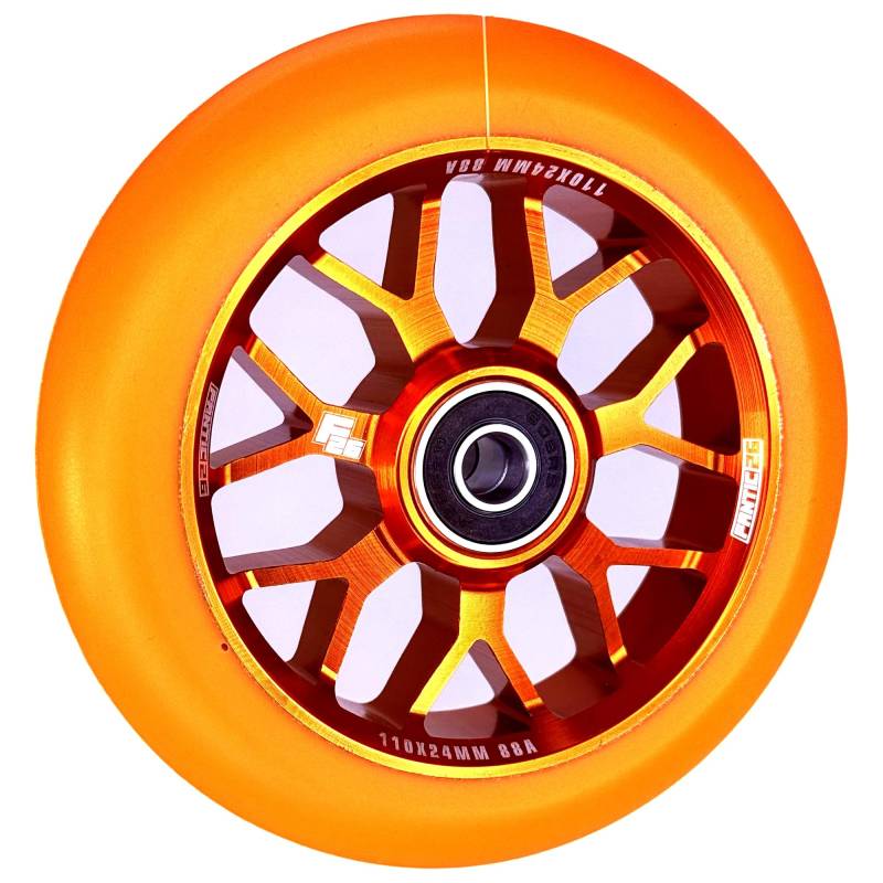 Fantic26 Spy7 Stunt Scooter Rolle I Trick I Tret I Kinder I Roller I Reifen I Rad I Ersatz I Wheel I 110mm I ABEC-11 I Schnell I Leise I Park I Street (Orange/Pu Orange) von Fantic26