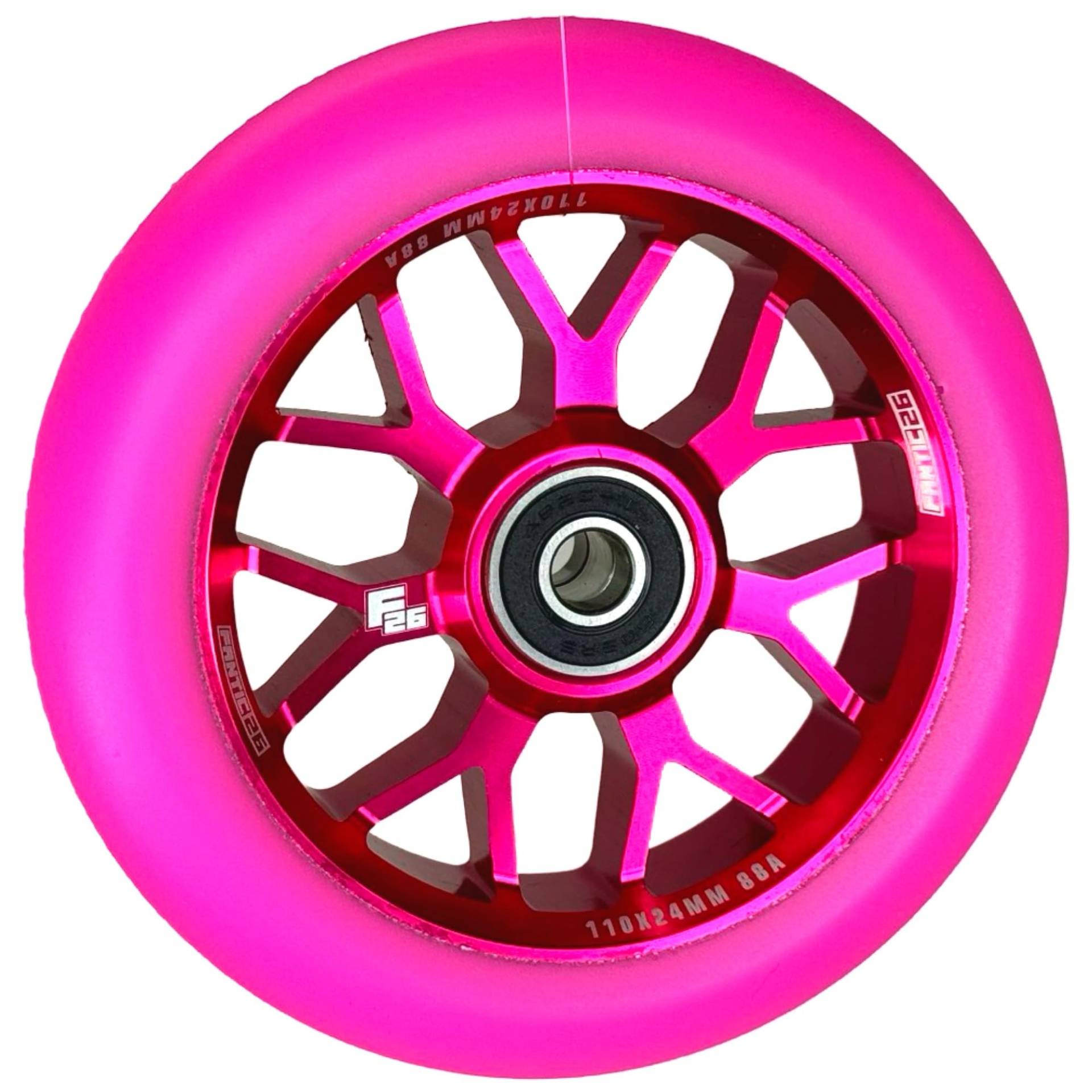 Fantic26 Spy7 Stunt Scooter Rolle I Trick I Tret I Kinder I Roller I Reifen I Rad I Ersatz I Wheel I 110mm I ABEC-11 I Schnell I Leise I Park I Street (Pink/Pu Pink) von Fantic26