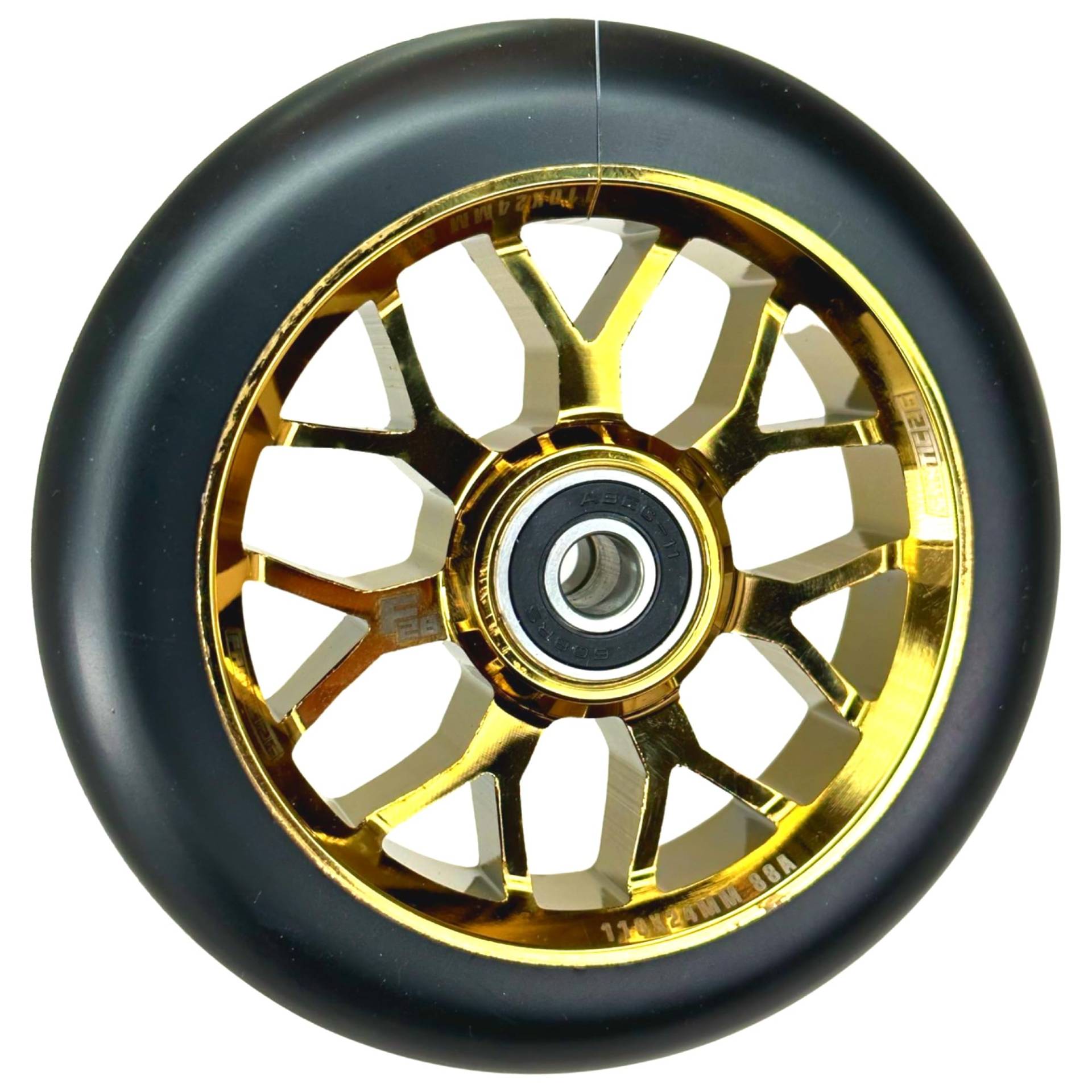 Fantic26 Spy7 Stunt Scooter Rolle I Trick I Tret I Kinder I Roller I Wheel I 110mm I ABEC-11 I Schnell I Leise I Freestyle (Gold/Pu Schwarz) von Fantic26