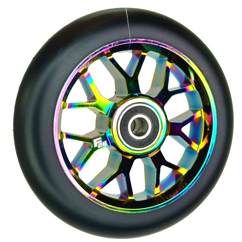 Fantic26 Spy7 Stunt Scooter Rolle I Trick I Tret I Kinder I Roller I Wheel I 110mm I ABEC 11 I Schnell I Leise I Freestyle (Neochrome/Pu Schwarz) von Fantic26