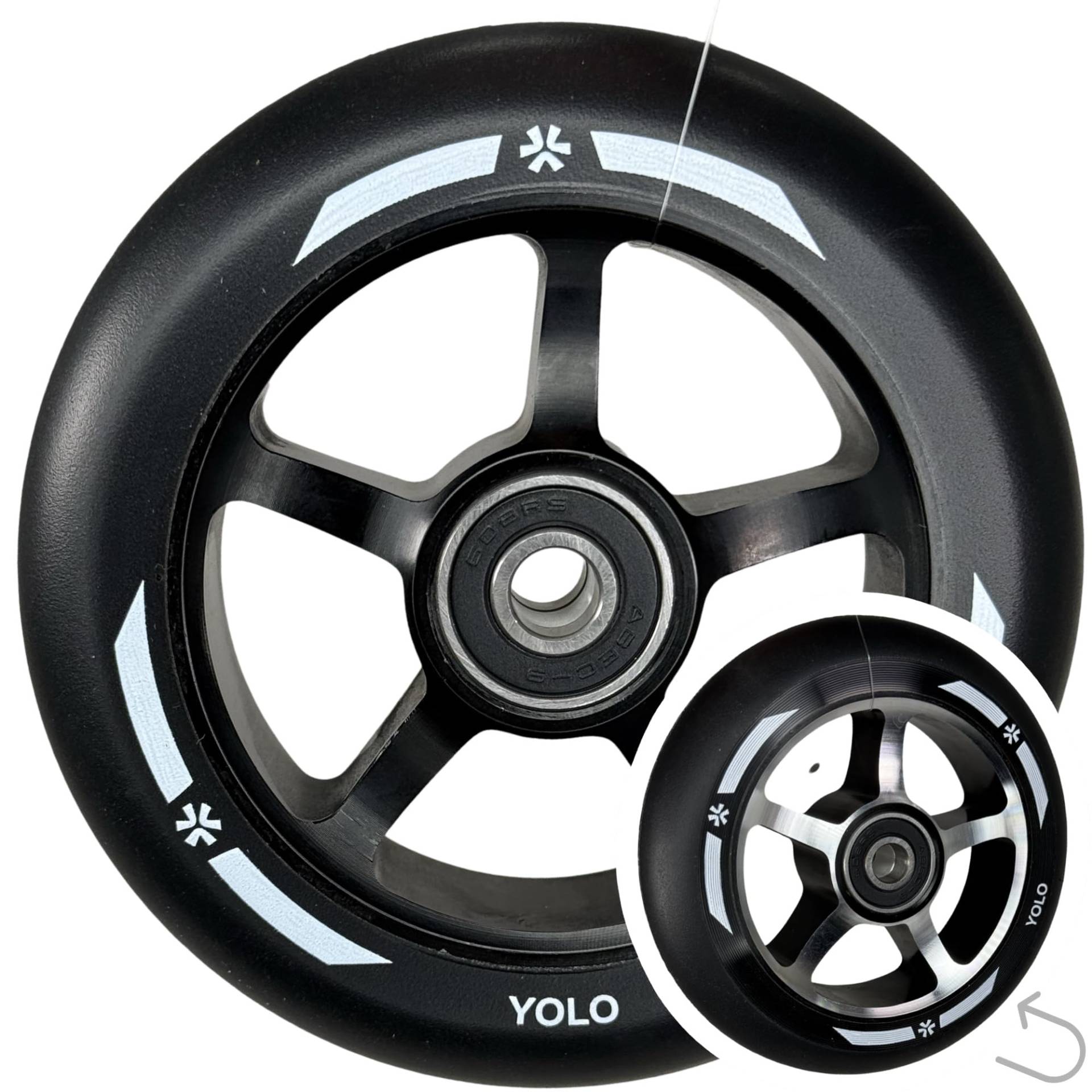 Union Yolo Stunt-Scooter Rolle Abec9 100mm I Leicht I Trick Tret Roller I Ersatzrad I Reifen I Wheel (Schwarz/Silber) von Fantic26