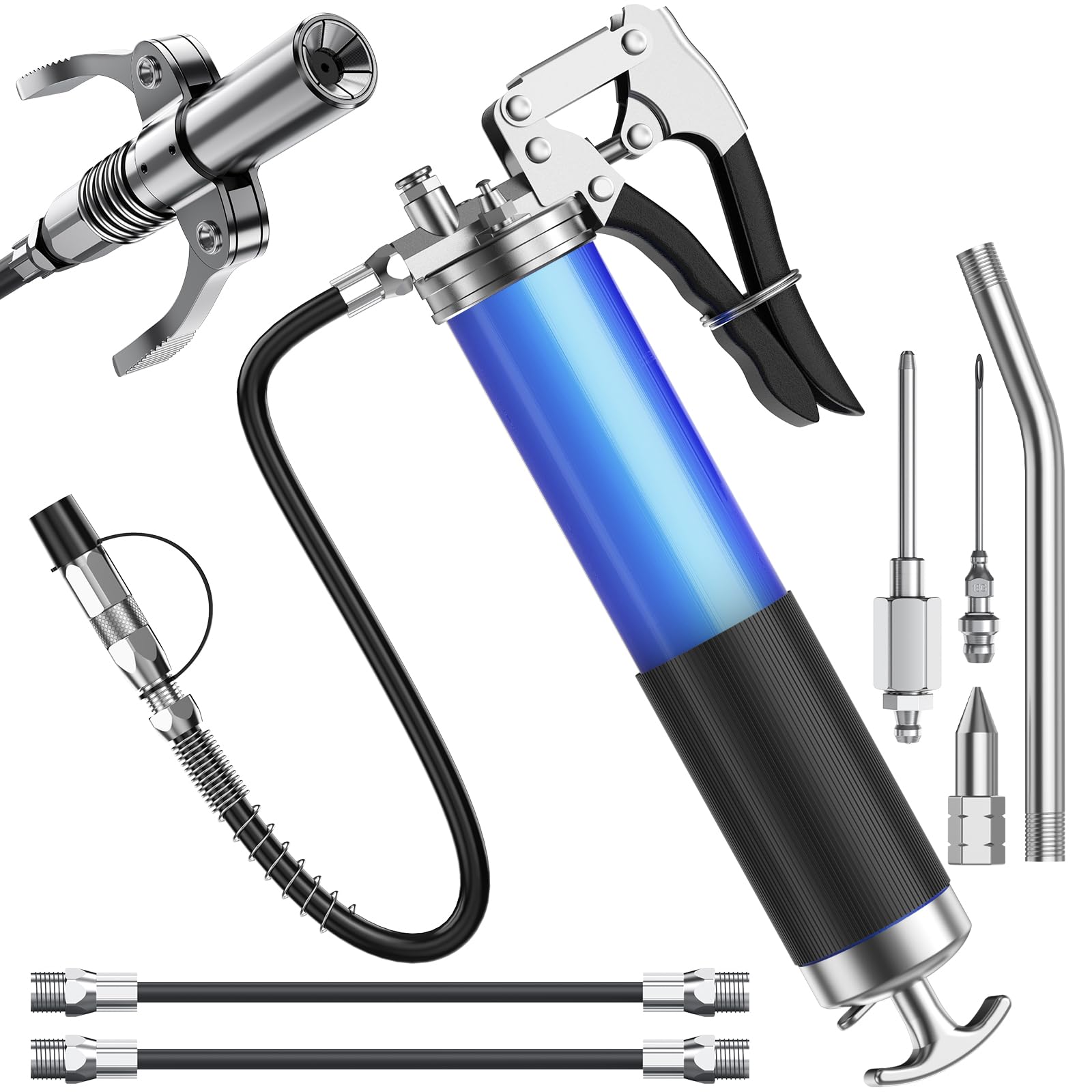 10tlg Fettpresse Set,8000 PSI Hochleistungs Fettpresse mit Pistolengriff und Schnellverschlusskupplung,14oz Ladung,verstärkter Verbinder(blue) von Fantictas