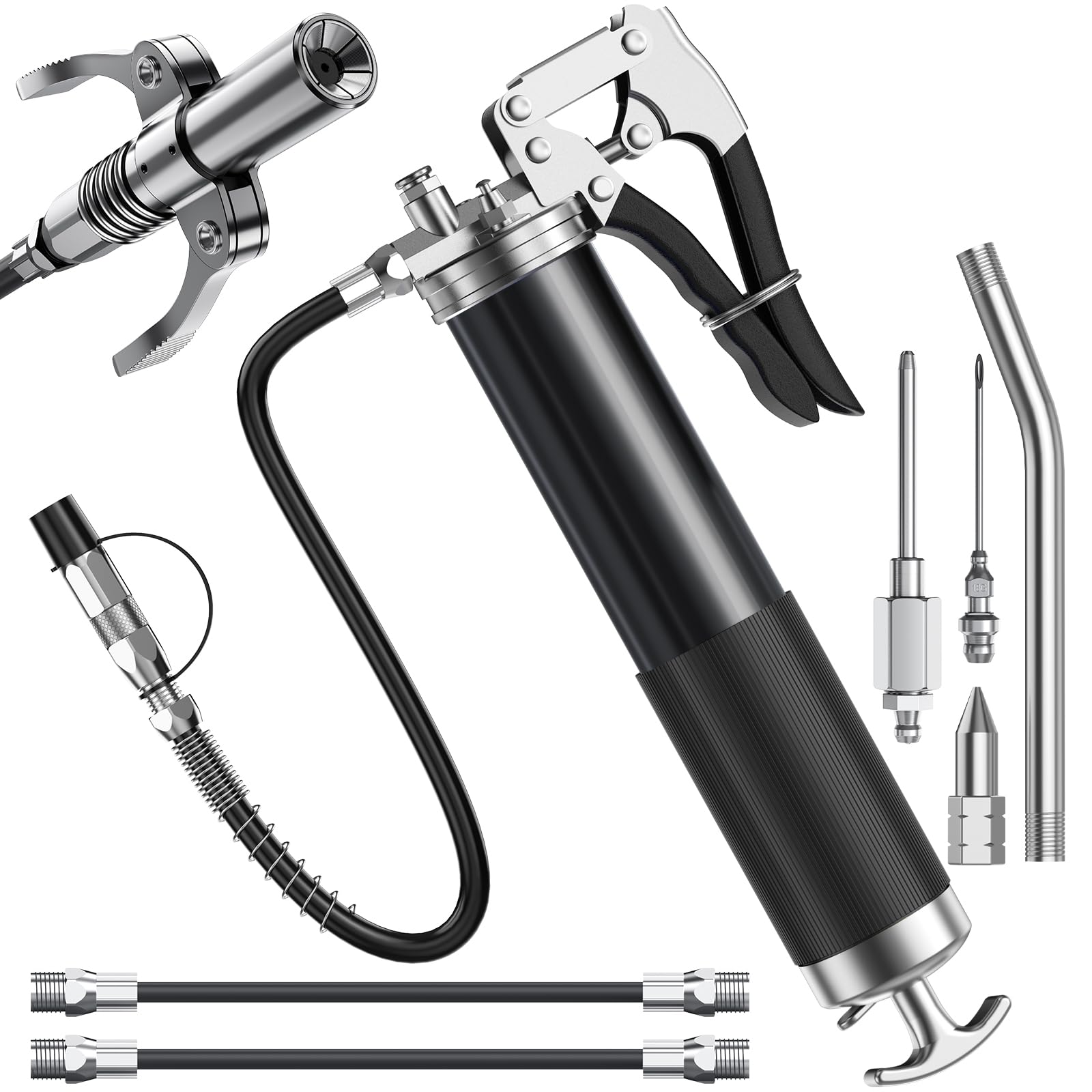 8tlg Fettpresse Set,8000 PSI Hochleistungs Fettpresse mit Pistolengriff und Schnellverschlusskupplung,14oz Ladung,verstärkter Verbinder Schwarz von Fantictas