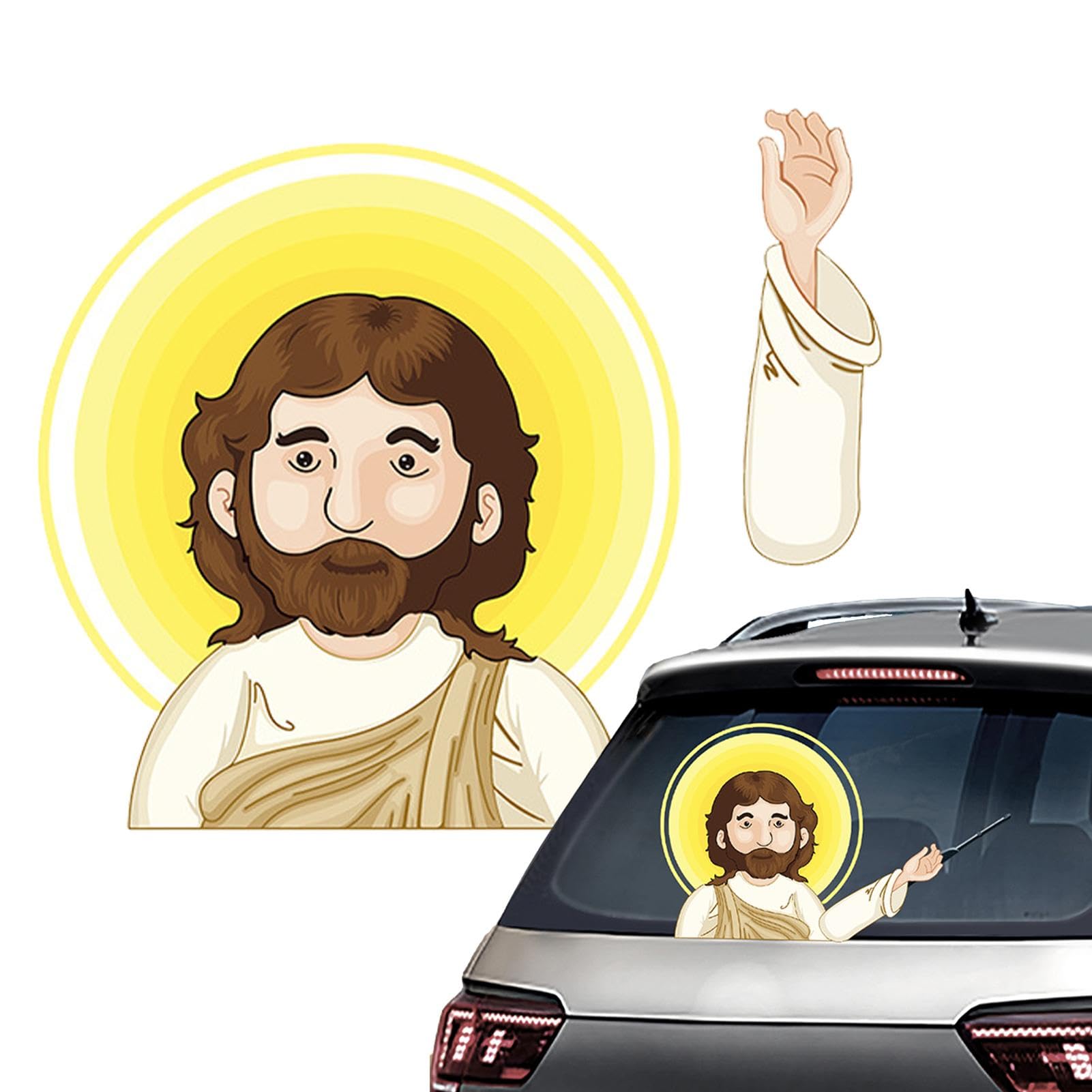 Fanysdsi Jesus-Aufkleber fürs Auto, Jesus-Autoaufkleber - Dekorative Automobiletiketten für Autowischer | Niedliche Feiertags-Jesus-Aufkleber für Wohnmobile, SUVs, Limousinen, Autos, Pickups und LKWs von Fanysdsi