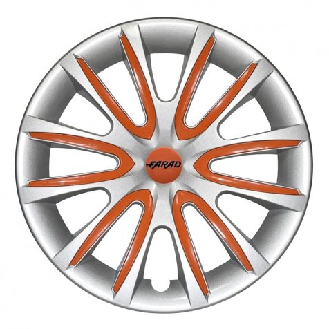 Universale Radkappen Radzierblenden Radblenden 16 Zoll Silver/Orange von Farad