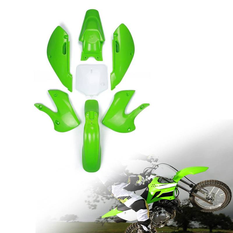 Verkleidung, aus ABS-Kunststoff, Seitenabdeckung vorne, Kotflügel hinten, Kotflügel, Nummernschildhalter-Set, Verkleidungs-Set für Kawasaki KLX-110 KX-65 Suzuki DRZ-110 von Fast Pro