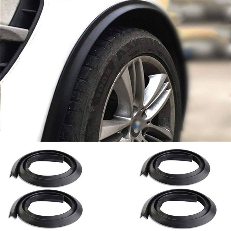 1,5m Universal Mudguards Auto Rad Fender Verlängerung Formung Flares Auto Reifen Augenbrauen Trim Strip Stick Out Edge für Auto-Protektor und Dekoration, Packung mit 4 STK (4) von DuDuZui