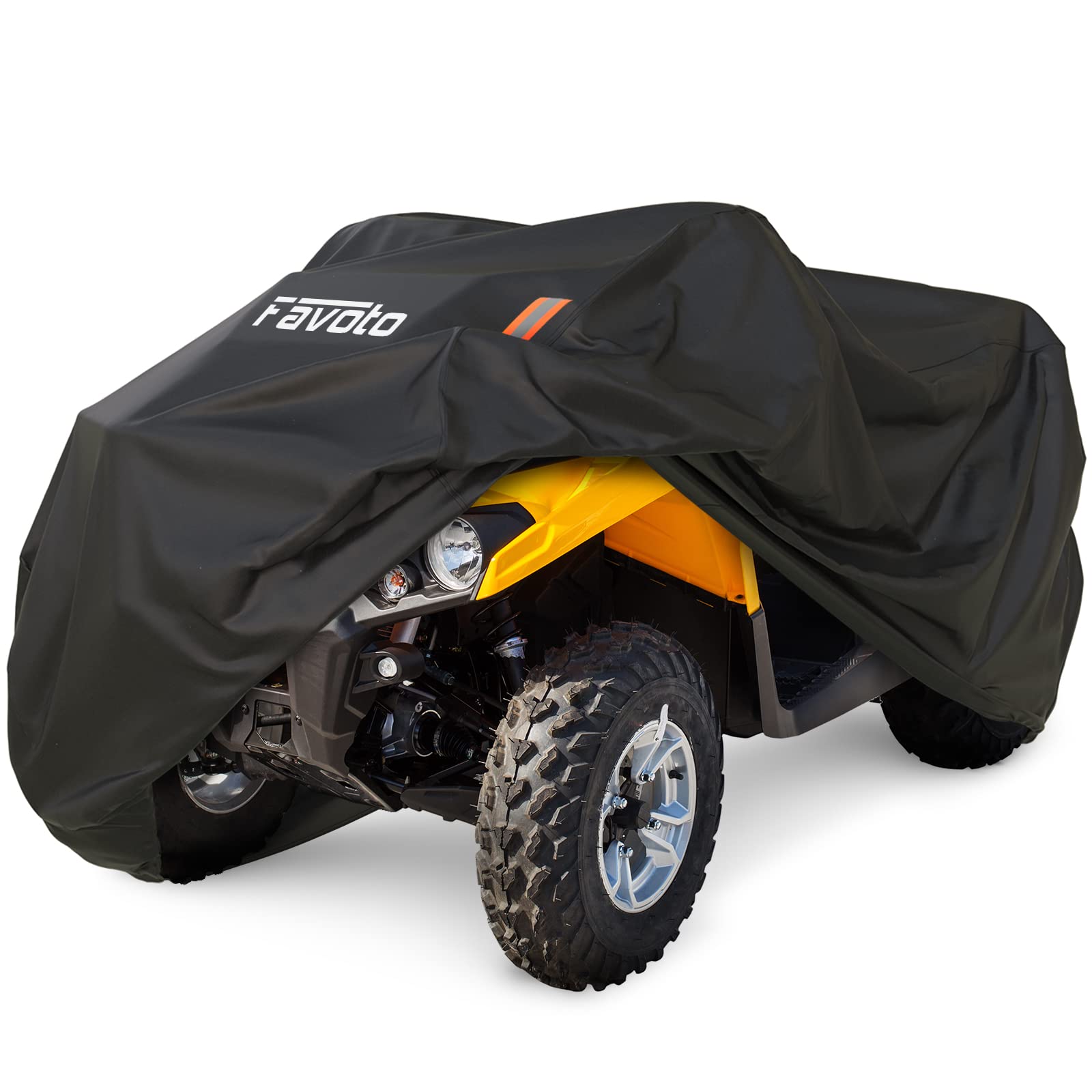 Favoto ATV Abdeckplane Quad Abdeckung Outdoor XXXL Schutzhülle für ATV Fahrzeuge Regendicht Staubdicht Winddicht Schneedicht mit Reflektionsstreifen Tasche 256cmx110cmx120cm von Favoto