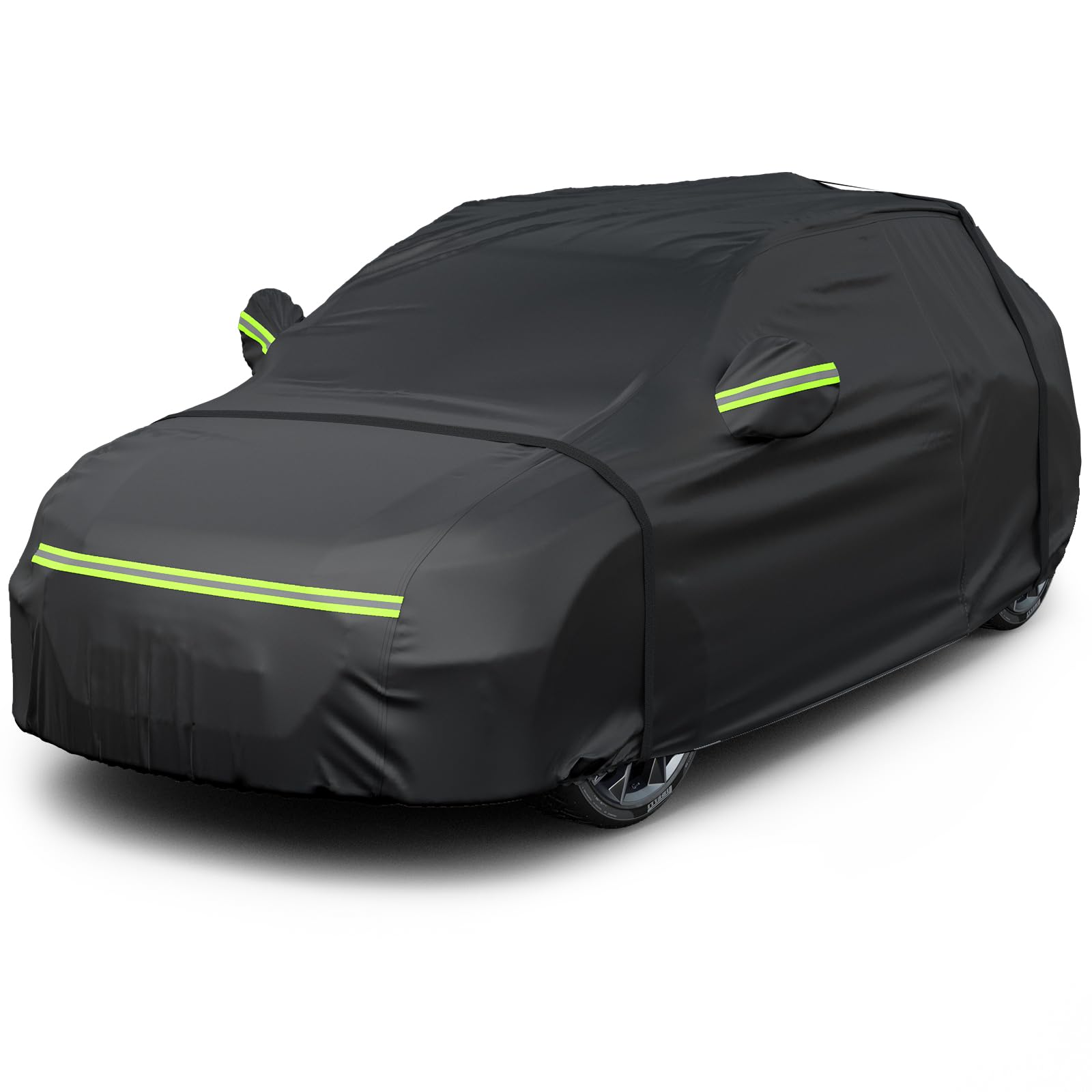 Favoto Autoabdeckung Winter Vollgarage Auto Abdeckplane Staubdicht Wasserdicht Autohülle Autoplane Car Cover für 430cm-460cm SUV Schwarz 455cm x 150cm x 140cm 3kg von Favoto