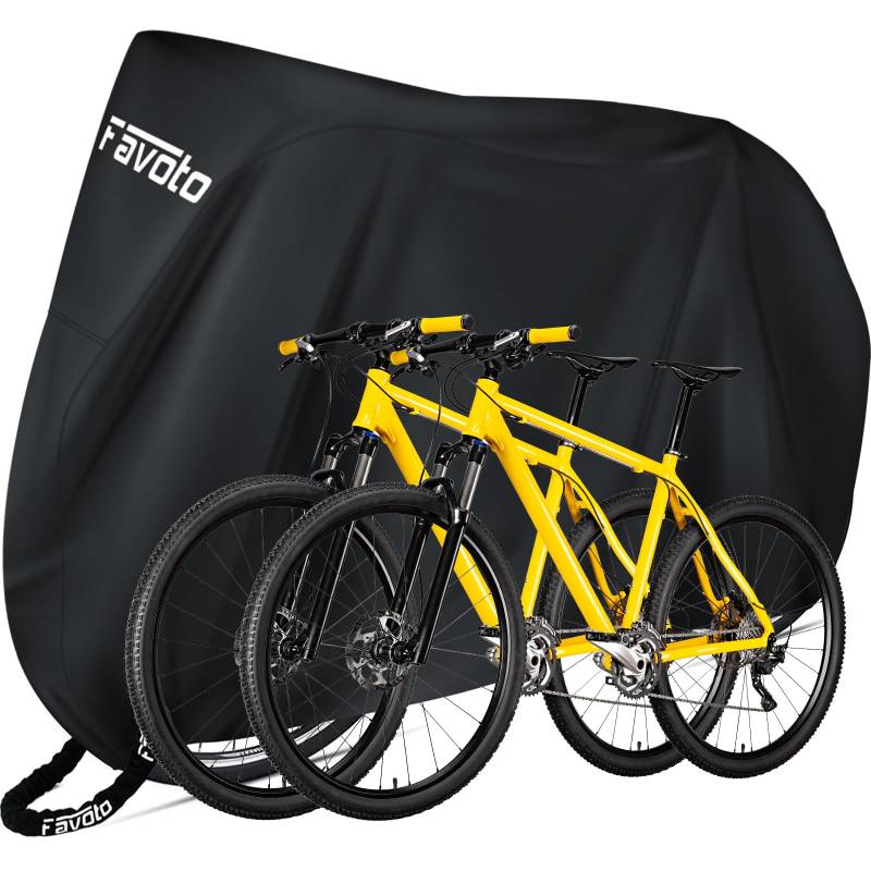 Favoto Fahrrad Abdeckplane Wasserdicht Outdoor - Oxford-Gewebe Fahrradabdeckung für MTB Mountain Road Bike Ebike Staubdicht Winddicht Sonnenschutz Kratzfest 200x70x110CM Schwarz von Favoto