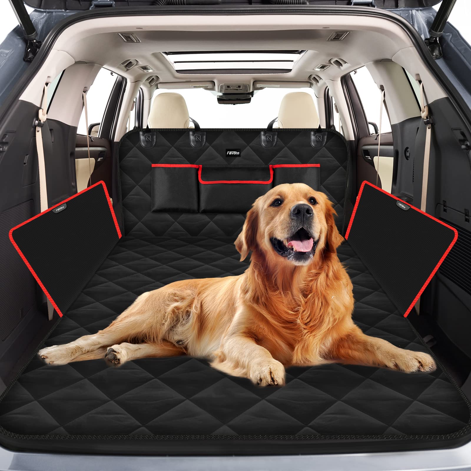 Favoto Kofferraumschutz für Hunde Universal Auto Kofferraum Schutzmatte Autoschondecke rutschfest Kratzfest Wasserdicht Schwarz (185 x 103 cm) von Favoto