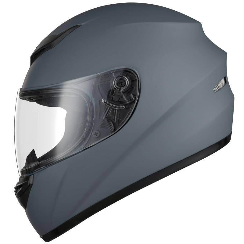 Favoto Motorradhelm Integralhelme für Erwachsene Vollvisierhelm Mopedhelm für Herren Damen Atmungsaktiv ECE Zertifiziert L (59-60cm) Grau von Favoto