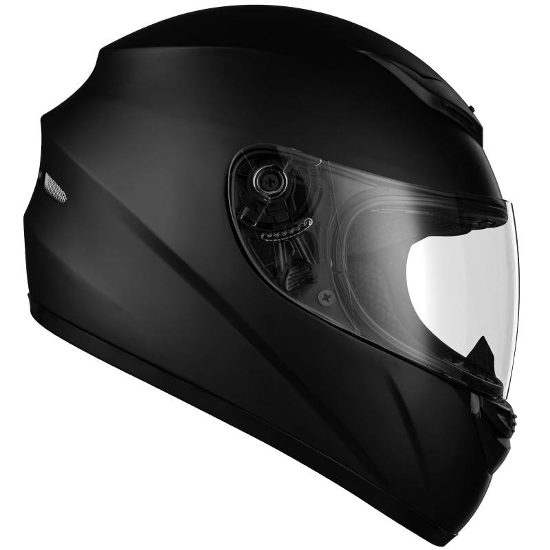 Favoto Motorradhelm Integralhelme für Erwachsene Vollvisierhelm Mopedhelm für Herren Damen Atmungsaktiv ECE Zertifiziert L (59-60cm) Lackschwarz von Favoto