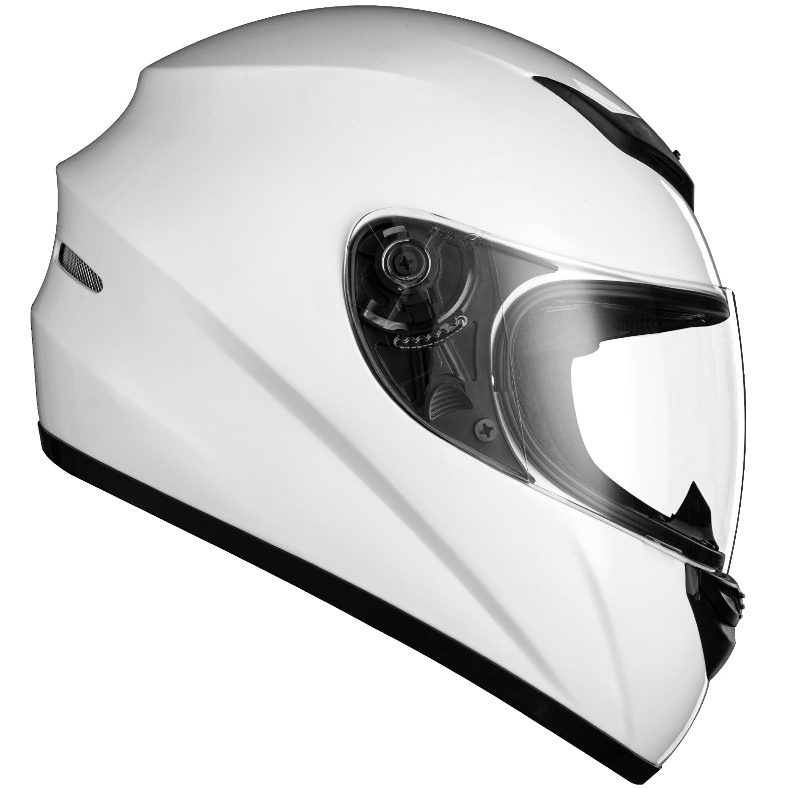 Favoto Motorradhelm Integralhelme für Erwachsene Vollvisierhelm Mopedhelm für Herren Damen Atmungsaktiv ECE Zertifiziert L (59-60cm) Reinweiß von Favoto