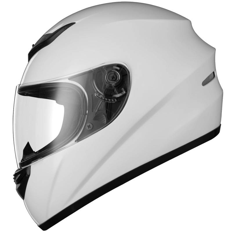 Favoto Motorradhelm Integralhelme für Erwachsene Vollvisierhelm Mopedhelm für Herren Damen Atmungsaktiv ECE Zertifiziert L (59-60cm) Weiß von Favoto