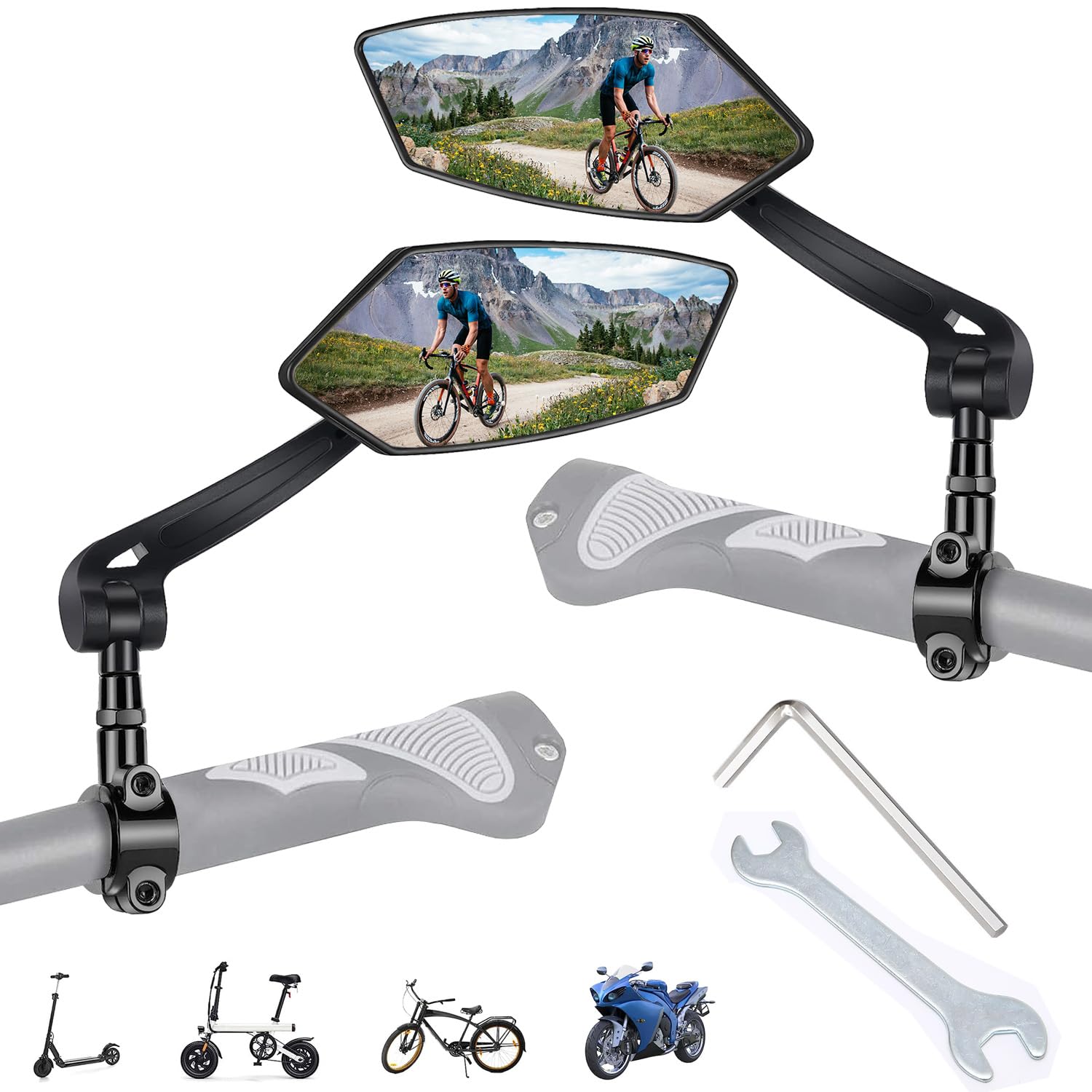 Favuit Fahrradspiegel, Klappbar HD Fahrrad Rückspiegel 360° Verstellbarer Fahrrad Spiegel Schlagfestes Fahrradrückspiegel für Lenker E-Bike MTB Mountainbike Rennräd Bike Mirror Accessories von Favuit