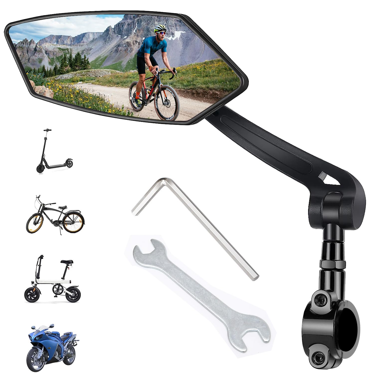 Favuit Fahrradspiegel für E-Bike Links, Klappbar Fahrrad Rückspiegel HD 360° Drehbarer Schlagfestes Spiegel Lenkerspiegel Fahrradrückspiegel für Lenker EBike MTB Mountainbike Rennräd Zubehör von Favuit