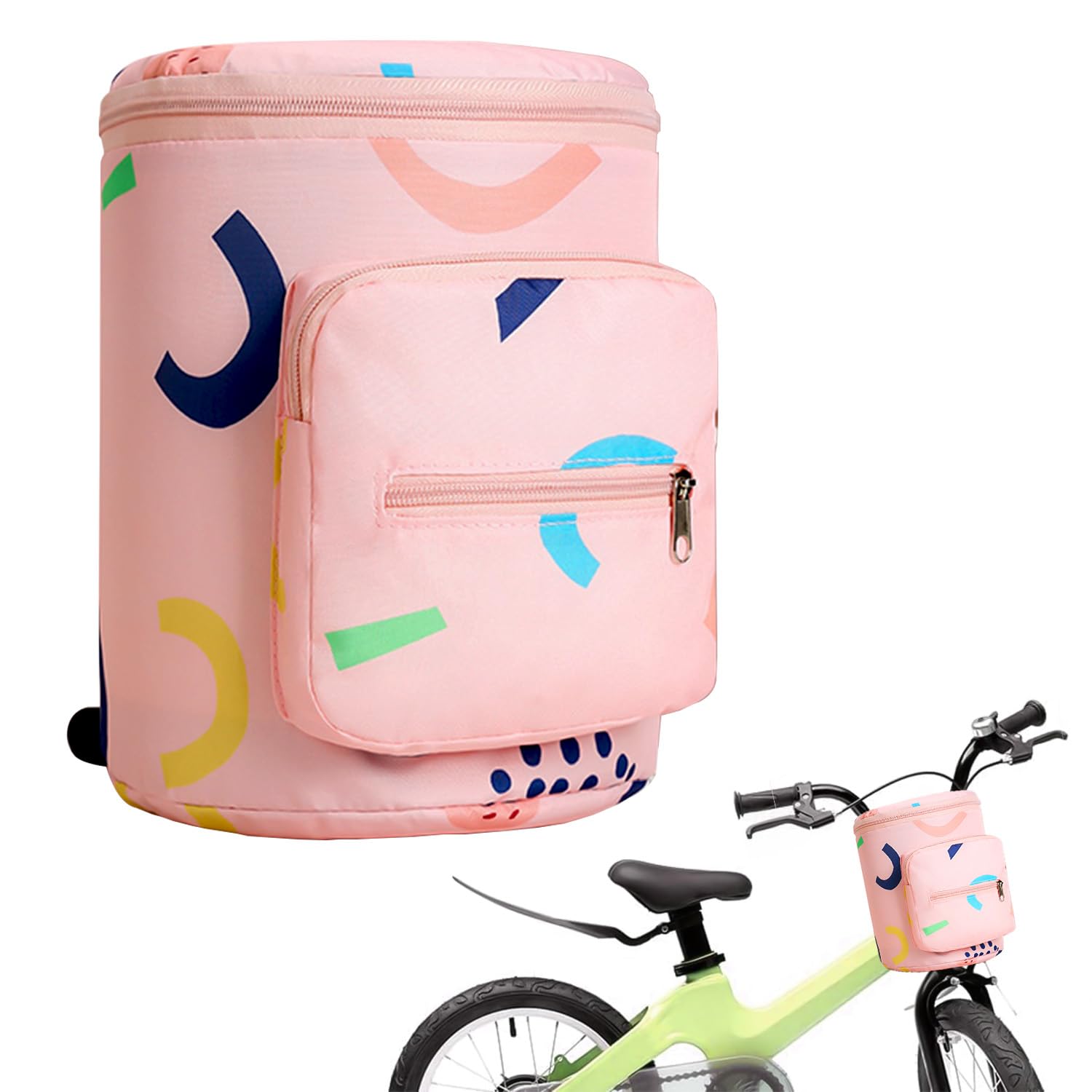 Favuit Lenkertasche Kinder, Fahrradkorb Vorne Faltbar Fahrrad Korb Lenker Tasche Fahrradtasche für Laufrad Dreirad Scooter Roller Kinderfahrrad Zubehör (Rosa Erdbeere) von Favuit