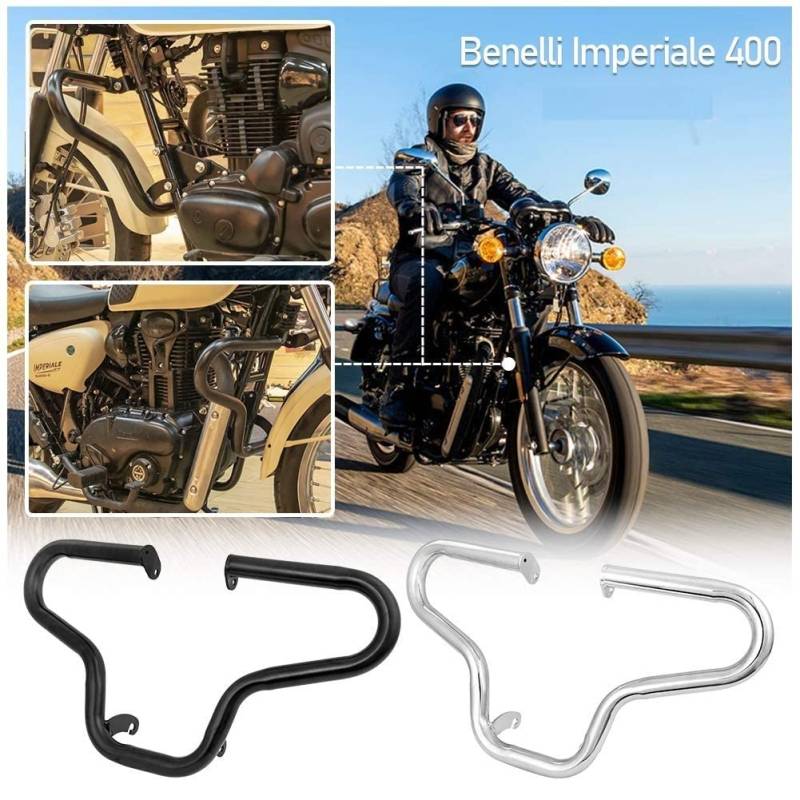 Motorrad Stahl Autobahn Motorschutz Stoßstange Crash Cage Bars Rahmen Fallschutz für 19-22 Benelli Imperiale 400 Imperiale400 2019 2020 2021 2022 Motorradzubehör Teile (Chrom) von Fayedenicy