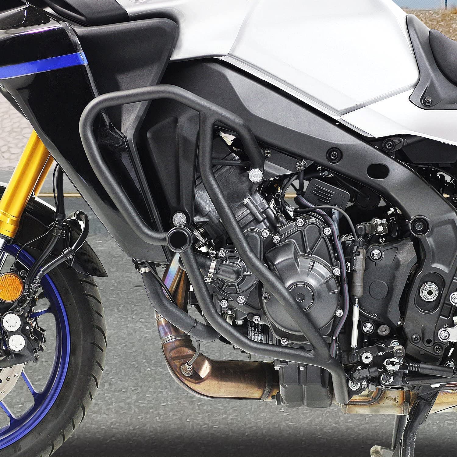 Für Y-amaha Tracer 9 Tracer9 GT 2021 2022 2023 Motorrad Highway Crash Bars Stunt Cage Bar Motorschutz Stoßstange Seitenrahmen Slider Gastank Fallschutz Stahl Modifizierte Teile von Fayedenicy