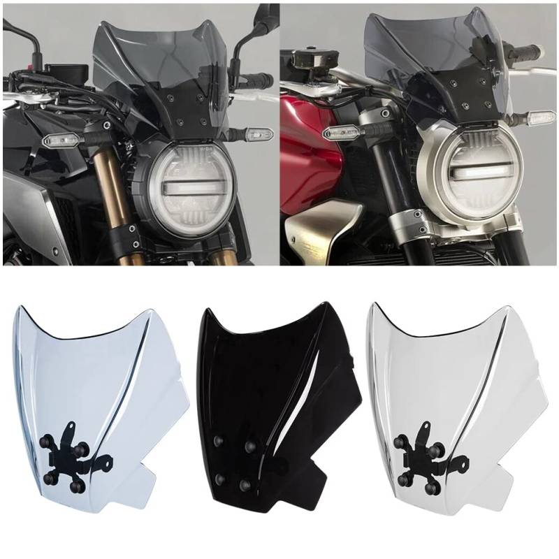 Motorrad CB650R CB1000R Windschutzscheibe Flyscreen Frontverkleidung, Windschutzscheibe Schutzfolie für H.onda CB 650R CB 650 R 2019-2021 CB 1000R CB 1000 R 2018-2020 (Rauch) von Fayedenicy