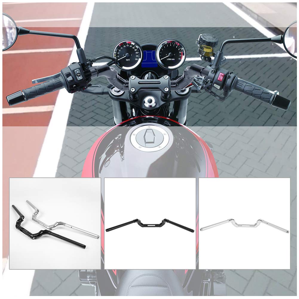 Motorrad CNC Aluminium verstellbarer Lenker Lenker Lenker Clip On Clamp Mount Kit für Ka.wasaki Z900RS Z900 RS Z 900 RS Zubehör Teile 2018 2019 2020 2021 2022 2023 (Silber) von Fayedenicy