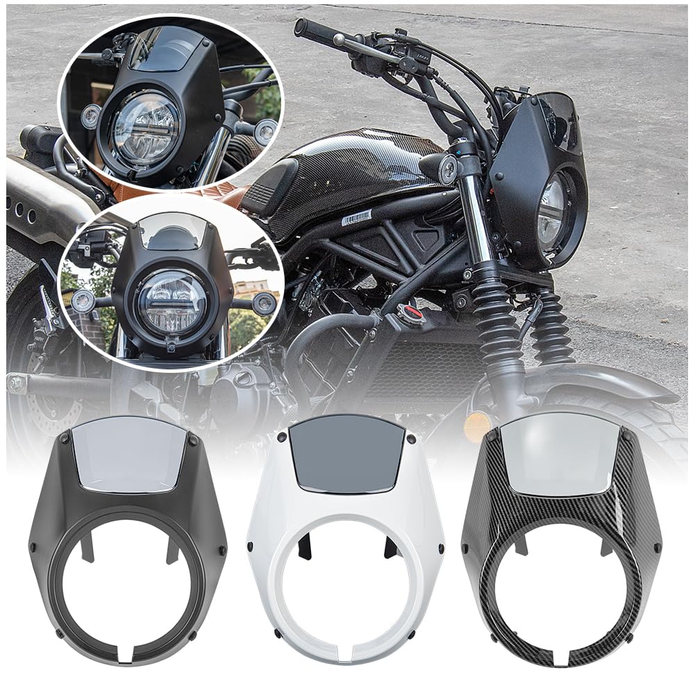 Motorrad Frontscheinwerfer Verkleidungsmaske Abdeckung Windschutzscheibe Windschutz Scheinwerferschutz für H-onda CL SCL 250 300 500 CL300 CL500 CL250 SCL300 SCL250 SCL500 2023 2024 (Schwarz) von Fayedenicy