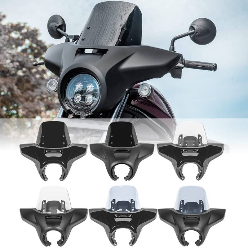 Motorrad Frontscheinwerfer Verkleidungsmaske Windschutzscheibe Scheinwerfer Visierschutz Flyscreen für H.onda Rebel CMX 1100 CMX1100 Rebel1100 2021 2022 2023 (Klar + Mattschwarz) von Fayedenicy