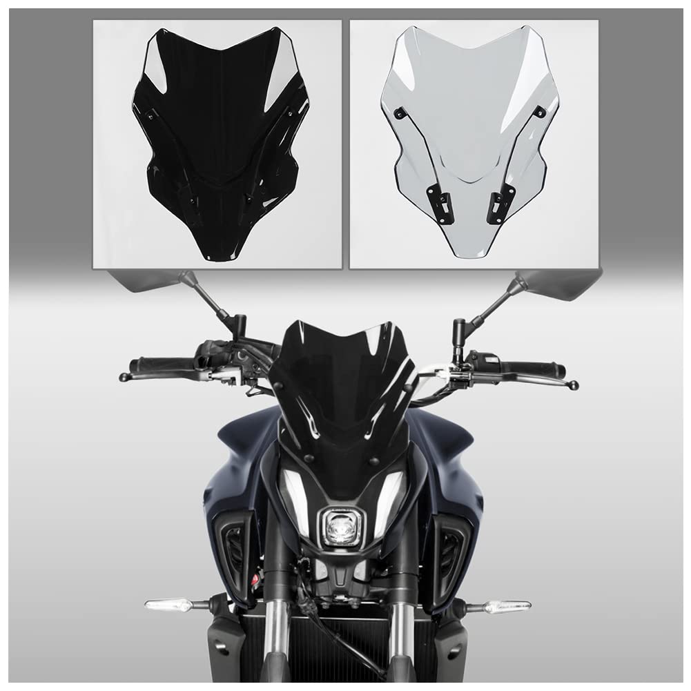 Motorrad Windschutzscheibe Flyscreen Windschutz Deflektorabdeckung Pare-Brise Schutz mit Halterung Frontverkleidung für Ya.maha MT07 FZ07 MT FZ 07 MT-07 FZ-07 Zubehör 2021 2022 2023 (Leichter Rauch) von Fayedenicy