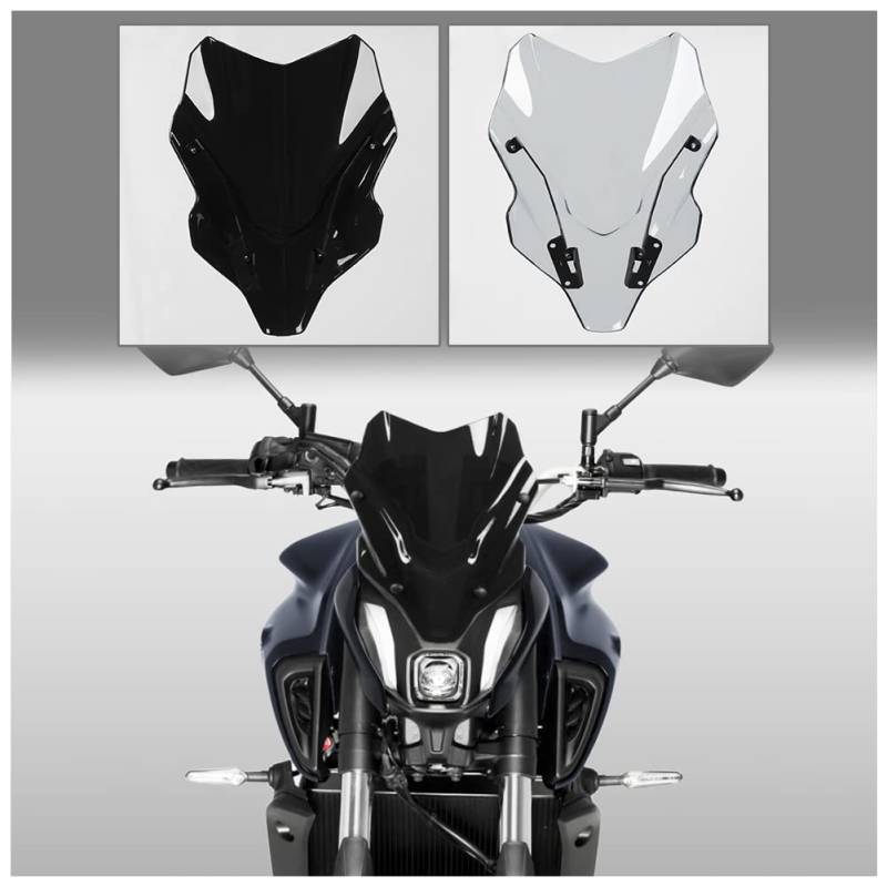 Motorrad Windschutzscheibe Flyscreen Windschutz Deflektorabdeckung Pare-Brise Schutz mit Halterung Frontverkleidung für Ya.maha MT07 FZ07 MT FZ 07 MT-07 FZ-07 Zubehör 2021 2022 2023 (Rauch) von Fayedenicy