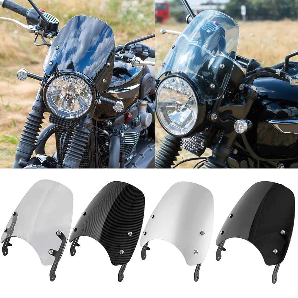 Motorrad Windschutzscheibe Windschutzscheiben Deflektoren Klassisches Fliegengitter Visier Pare-Brise Protector für Bonneville T100 T120 T 100 T 120 2016 2017 2018 2019 2020 (Leichter Rauch) von Fayedenicy