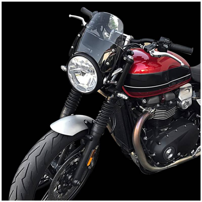 Motorrad Windschutzscheibe mit Halterung für T.r.iumph Bonneville Scrambler 1200 XE XC BE Frontscheibe Flyscreen Windschutzscheibe Pare-Brise Protector 2019 2020 2021 2022 (Leichter Rauch) von Fayedenicy