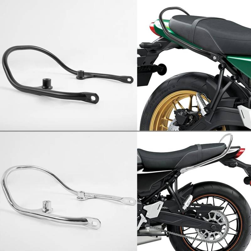 Motorrad Z650RS Beifahrer Sozius Haltegriff Großer Sitz Seitenhandlauf Heckarmlehne Griffe Kit Kohlenstoffstahl für K.awasaki Z 650 RS Z650 RS Z-650-RS 2021 2022 2023 21-23 (Chrom) von Fayedenicy