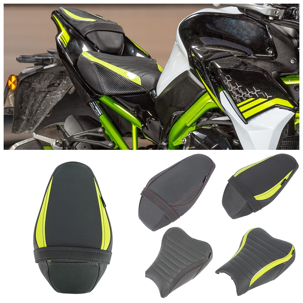 Motorrad Z900 Front Driver Rider Solo Sitzhauben Anti-Rutsch-Beifahrersitzbezüge Kissenpolster Verkleidungsabschnitt für K.awasaki Z 900 Z-900 2017 2018 2019 2020 2021 2022 2023 (Schwarz-Front) von Fayedenicy