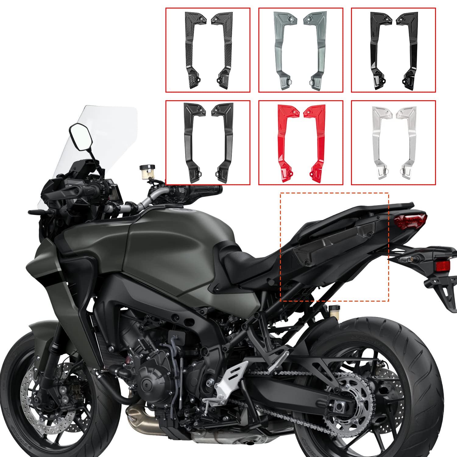 Reitstock Beifahrersitz Seitenverkleidung Rahmenabdeckung Hinterer Reitstock Schutzschale für Tracer 9/GT Tracer9 2021 2022 Motorrad modifiziertes Dekorationsverkleidungs-Kit (Schwarz) von Fayedenicy