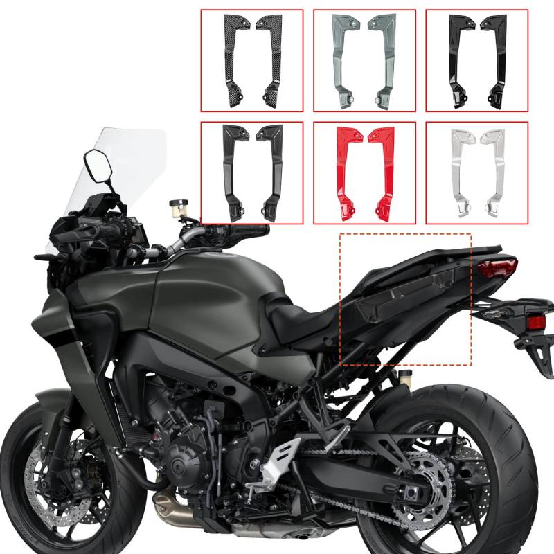 Reitstock Beifahrersitz Seitenverkleidung Rahmenabdeckung Hinterer Reitstock Schutzschale für Tracer 9/GT Tracer9 2021 2022 Motorrad modifiziertes Dekorationsverkleidungs-Kit (Schwarz) von Fayedenicy